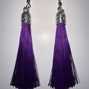 Purple tassel earrings